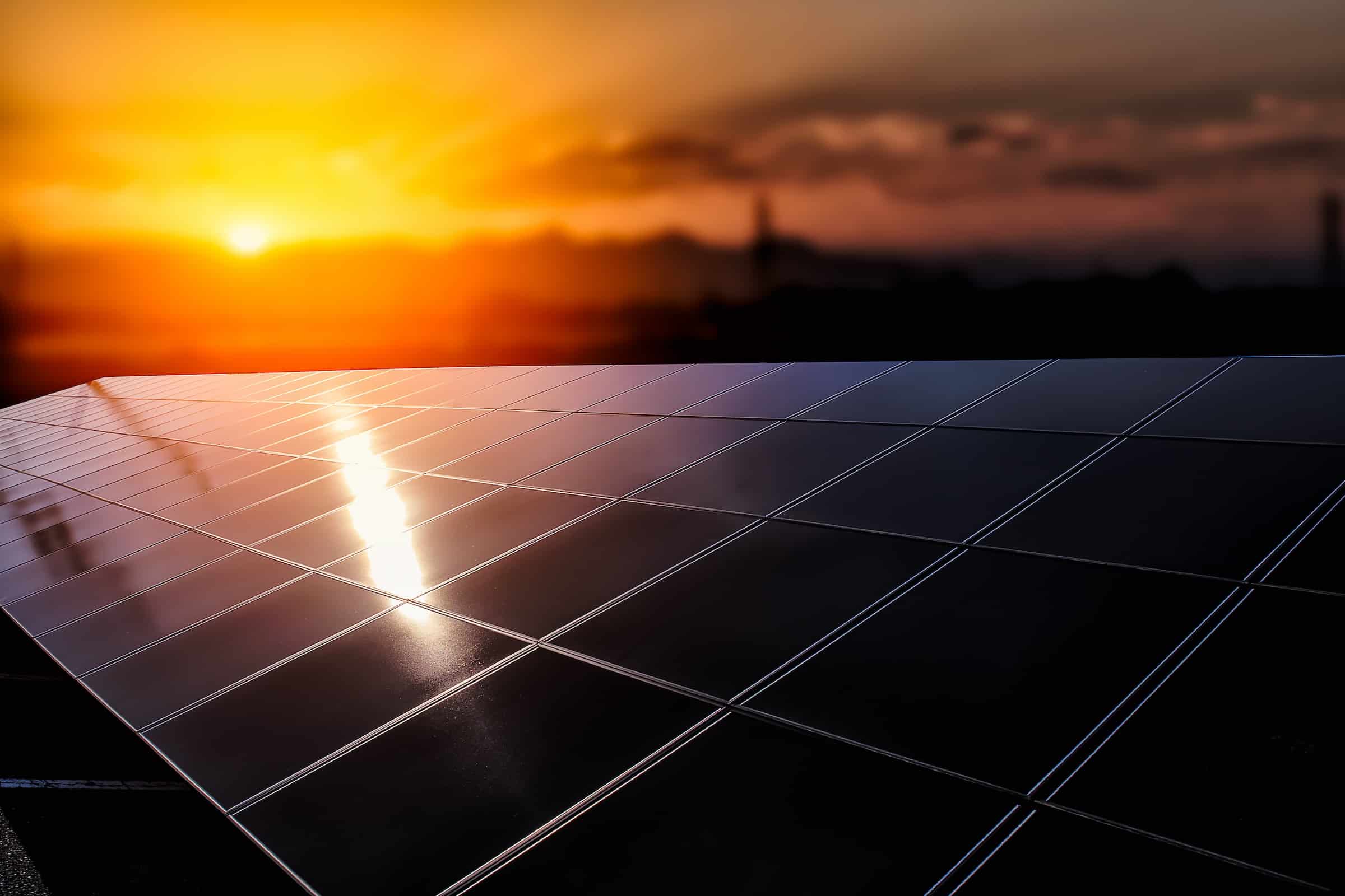 Sunrise on solar panels