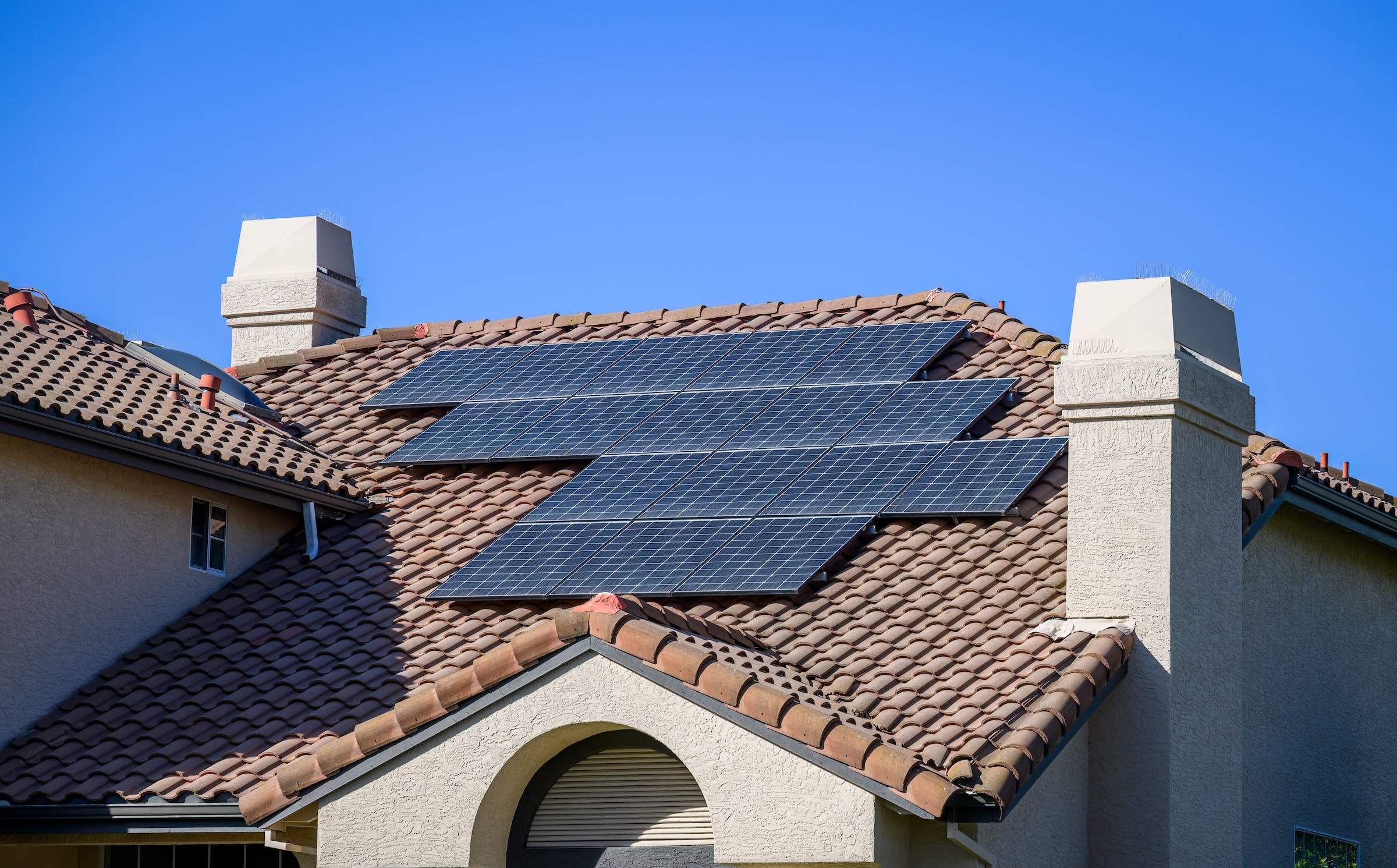 Solar panels on roof of California home